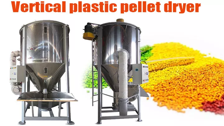Vertical plastic pellet dryer for drying plastic pellets